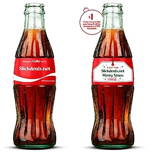 6 Coca-Cola Glass Bottles with Custom Labels for $20 (about $3 per bottle)