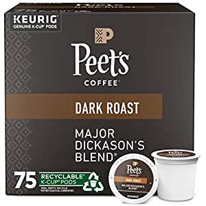 75-Count Peet's Coffee Major Dickason's Blend K-Cup Coffee Pods (Dark Roast) $29.10 w/ Subscribe & Save + Free S&H