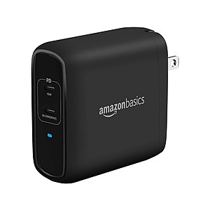 Amazon Basics 68W GaN Wall Charger with 2 USB-C Ports (60W with PD & 18W) $15.99