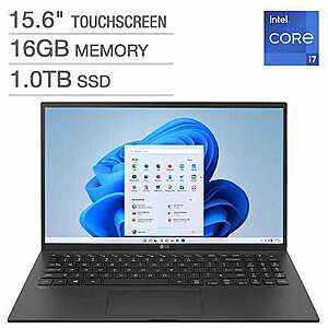 LG gram 15 15.6" Touchscreen Laptop, i7-1195G7, 1080p, 16GB soldered RAM, 1TB SSD, Win11: $1199.99+Tax+$9.99 shipping + $700 Costco Shop Card, ends 5/28/22