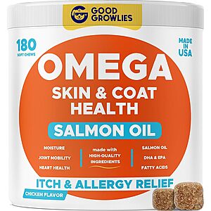 180-Count Good Growlies Omega 3 Alaskan Fish Oil Treats for Dogs 5 for $23.65 ($4.70 each) via S&S + Free Shipping