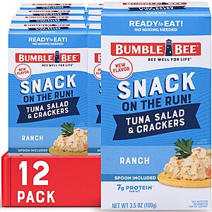 $11.75 /w S&S: Bumble Bee Snack on the Run- Ranch Tuna Salad with Crackers Kit, 3.5oz Kit - 12 Pack