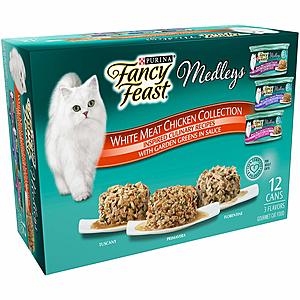 Add-on Item: 12-Pack of 3oz Purina Fancy Feast Medleys Adult Wet Cat Food (Chicken Variety Pack) $4.63 ~ Amazon