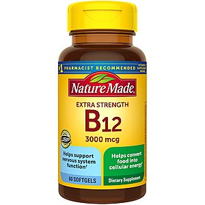 Nature Made: 60-Ct Nature Made Extra Strength Vitamin B12 3000 mcg Softgels $3.35 w/ Subscribe & Save & More