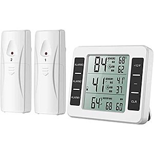 ORIA Refrigerator / Freezer Thermometer with 2 Wireless Sensors $11.49