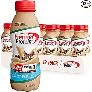 12-Pack 11.5-Oz Premier Protein Shake (Café Latte) $17.50 w/ S&S + free shipping w/ Prime or on $25+