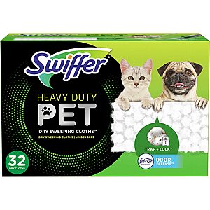 32-Ct Swiffer Sweeper Pet Heavy Duty Multi-Surface Dry Cloth Refills $9 w/ S&S + Free Shipping w/ Prime or on $25+