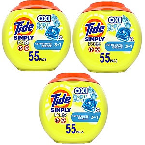 55-Ct Tide Simply Pods + Oxi Laundry Detergent Soap Pods (Refreshing Breeze) 3 for $22.60 w/ Subscribe & Save + Free Shipping