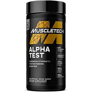 120-Count MuscleTech Alpha Test Supplement Capsules $12.15 w/ S&S + Free Shipping w/ Prime or on $25+