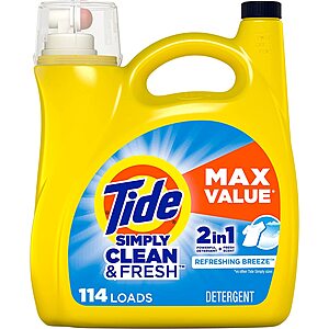 165-Oz Tide Simply Liquid Laundry Detergent (Refreshing Breeze) $9.45 w/ Subscribe & Save