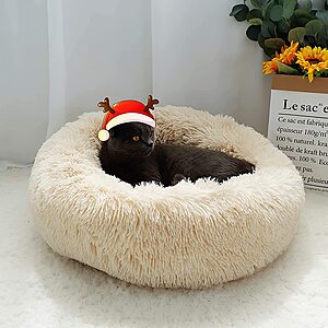 Oyanten Dog & Cat Round Calming Donut Bed 50% Off: 20" $14.99, 24" $18.50, 30" $25 & More + Free Shipping $15
