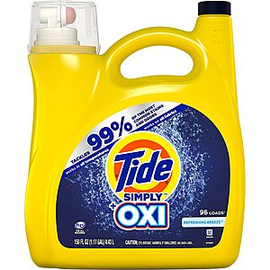 Tide Laundry Detergent $15 Off $50+: 150-Oz Tide Simply + Oxi Laundry Detergent 4 for $33.40 w/ Subscribe & Save & More