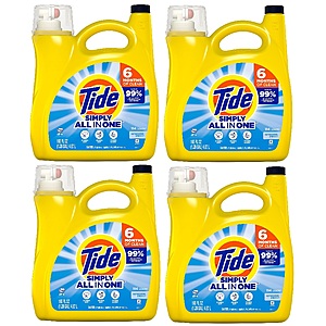 Tide & Persil Laundry Detergents & Tide Fabric Spray $15 off $50+: 165-Oz Tide Simply (Refreshing Breeze) 4 for $33.40 ($8.35 each) & More w/ S&S + Free Shipping