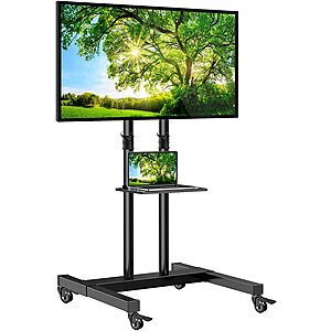 Perlesmith Height Adjustable & Tilt Mobile TV Stand w/ Lockable Wheels & Shelf (for 32-75" TVs) $58.45 + Free Shipping