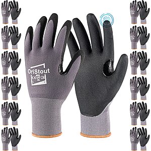 OriStout Nitrile MicroFoam Breathtech Safety Work Gloves w/ Reinforced Thumb: 12-Pairs $11.90, 4-Pairs $7 w/ S&S + Free Shipping w/ Prime or on $25+