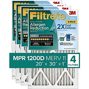 4-Pack 3M Filtrete Micro Allergen Plus MERV 11 Filter (Various Sizes) from $35.35 w/ S&S & More + Free S&H