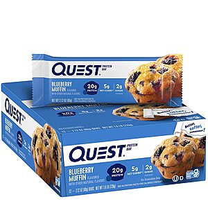 12-Count 2.12-Oz Quest Nutrition 20g Protein Bar (Blueberry Muffin) $15.80 & More w/ S&S + Free S/H