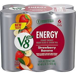 24-Pack 8-Ounce V8 +ENERGY Vegetable Juice Drink (Strawberry Banana) $12.75 w/ S&S + Free Shipping w/ Prime or on $25+