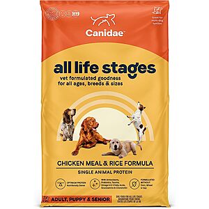 Canidae Dog & Cat Foods: 40-lbs All Life Stages Premium Dry Dog Food (Chicken) $38.50, 10-lbs Pure Limited Ingredient Dry Cat Food $13.65 & More w/ S&S + FS w/ Prime or on $25+