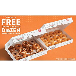 Buy any Dozen Doughnuts, Get a Dozen Original Glazed Doughnuts Free (9/22 - 9/24)
