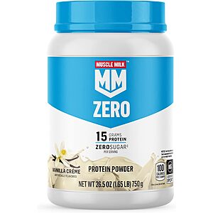 Muscle Milk: 35% Off: 1.65-lbs Zero Sugar Protein Powder (Vanilla) $10.80, 12-Ct 11.16-Oz Zero Sugar 20g Protein Shake (Vanilla) $15.90 & More w/ S&S + FS w/ Prime or on $35+