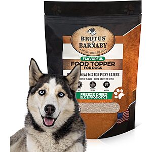 Brutus & Barnaby Dog Food Topper: 3-Oz Freeze Dried (Raw Elk & Probiotics) $3.40 w/ Subscribe & Save