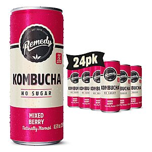 24-Pack 8.5-Oz Remedy Kombucha Tea Organic Probiotic Sugar-Free Sparkling Drink (various flavors) from $17.20 w/ S&S + Free Shipping w/ Prime or on $35+