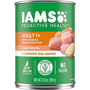 Select Amazon Accounts (YMMV): 12-Pack 13.2-Oz IAMS ProActive Health Classic Ground Wet Dog Foods (Adult 1+, Chicken & Whole Grain Rice) $13.85 w/ S&S + FS w/ Prime or on $35+