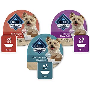 24-Pack 3.5-Oz Blue Buffalo Delights Grain-Free Natural Wet Dog Food Cups (for Adult Small Breed) $25.30 & More w/ S&S + Free Shipping