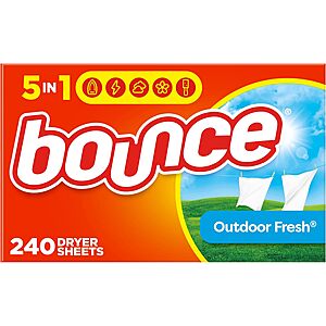 240-Count Bounce Dryer Sheets Laundry Fabric Softener + $5.50 Amazon Credit $9.45 w/ S&S + Free Shipping w/ Prime or on $35+