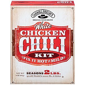 Amazon: Carroll Shelby's White Chicken Chili Seasoning Mix/Starter, 3 Ounce (Pack of 8), w/5% SS, Less w/15%SS, Free Prime Shipping, Lowest Ever $16.15 at Amazon