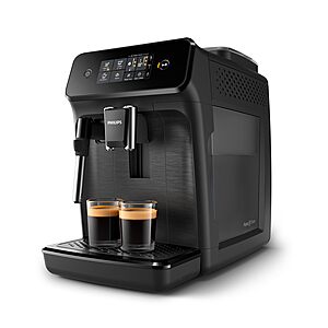 Philips 1200 Series Fully Automatic Espresso Machine - Classic Milk Frother, 2 Coffee Varieties , Intuitive Touch Display, Black, (EP1220/04) $296 (Seattle Coffee Gear)