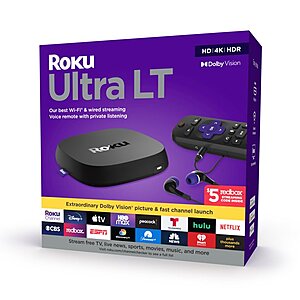 Roku Ultra LT 2021 4K/HDR/Dolby Vision Streaming Device w/ Roku Voice Remote $55 + Free Shipping