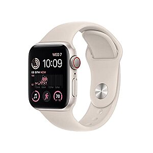 Apple Watch SE (2nd Gen) [GPS + Cellular 40mm] Smart Watch w/Starlight Aluminum Case & Starlight Sport Band - S/M - $249.00 + F/S - Amazon