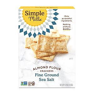 $2.42 /w S&S: Simple Mills Almond Flour Crackers, Fine Ground Sea Salt, 4.25 Ounce (Pack of 1) at Amazon