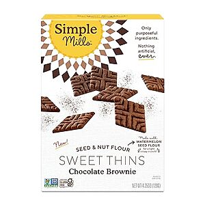 $2.05 /w S&S: 4.25oz Simple Mills Seed and Nut Flour Sweet Thins Cookies (Chocolate Brownie)