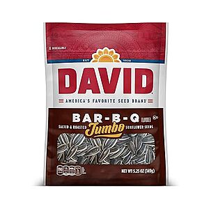 $1.69: DAVID Seeds Roasted & Salted Bar-B-Q Jumbo Sunflower Seeds, 5.25 oz