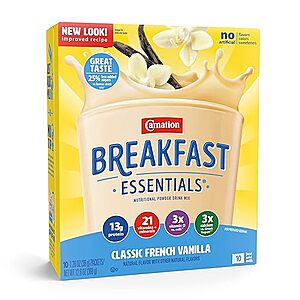 $23.35 /w S&S: Carnation Breakfast Essentials Complete Nutritional Drink Vanilla 1.26 oz. Packet 60 Ct