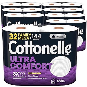 $26.09 /w S&S: Cottonelle Ultra Comfort Toilet Paper, 2-Ply, 32 Rolls