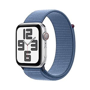 $233.38: Apple Watch SE (2nd Gen) [GPS + Cellular 44mm] Smartwatch with Silver Aluminum Case with Winter Blue Sport Loop