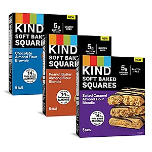 $13.26 /w S&S: KIND Soft Baked Squares, Variety Pack Almond Flour Blondies, 18 count