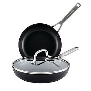 $48.99: KitchenAid Hard Anodized Induction Nonstick Frying Pans/Skillet Set, 3 Piece - Matte Black