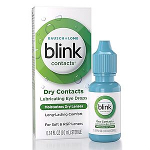 $3.36 /w S&S: Blink Contacts Lubricating Eye Drops for Soft & RGP Contact Lenses, 0.34 fl oz