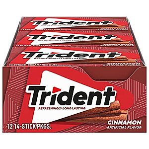 from $7 w/ S&S: Trident Sugar Free Gum, 12 Packs of 14 Pieces (168 Total Pieces)