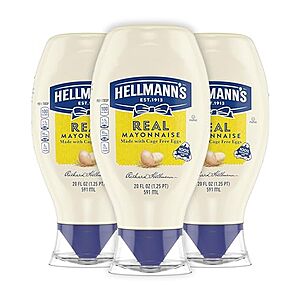$8.67 w/ S&S: Hellmann's Real Mayonnaise Squeeze Bottle, 20 oz, 3 Count