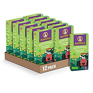 $9.51 w/ S&S: Annie's Farm Friends Pasta Shapes and Cheddar Macaroni and Cheese Dinner with Organic Pasta, 6 oz (Pack of 12)