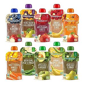 $10.99 w/ S&S: 10-Pack 4oz. Happy Baby Organics Stage 2 Baby Food Pouches (Fruit Veggie Variety)