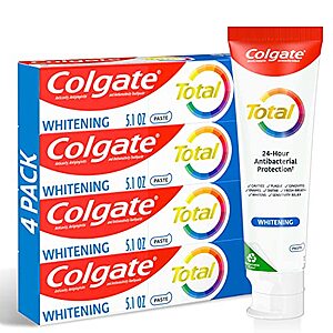$9.22 w/ S&S: 4-Pack 5.1-Oz Colgate Total Whitening Toothpaste (Mint)