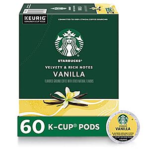 $28.34 w/ S&S: Starbucks Flavored K-Cup Coffee Pods, Vanilla for Keurig Brewers,  60 pods total