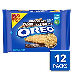 $32.59 w/ S&S: OREO Chocolate Peanut Butter Pie Sandwich Cookies, Family Size, 12 - 17 oz Packs